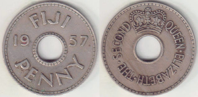1957 Fiji Penny A000661
